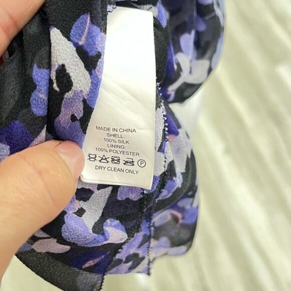Kate Spade Purple and Black Ruffled Floral Sleeveless Blouse - Picture 6 of 6